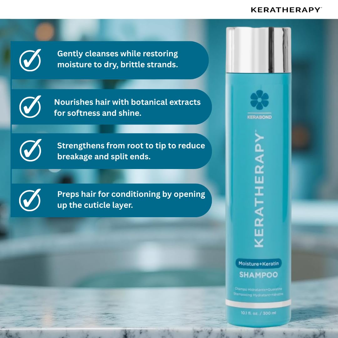 KERATHERAPY Moisture Shampoo lather on wet hair for gentle cleansing.