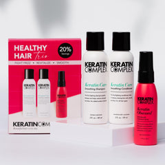 Keratin Care Smoothing Shampoo bottle—smooths all hair types.