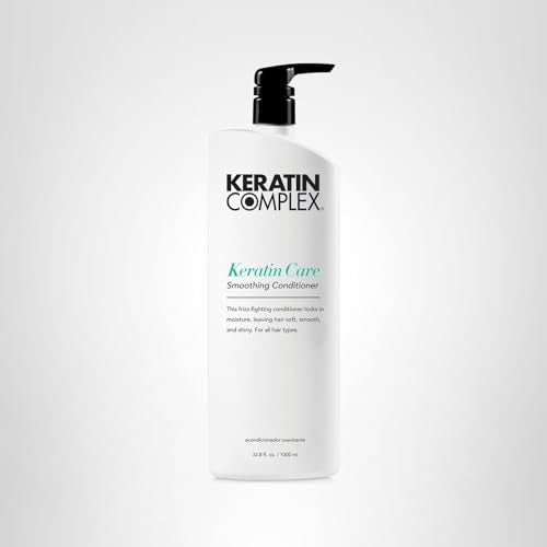 Keratin Complex bottle on bathroom counter for everyday conditioning.