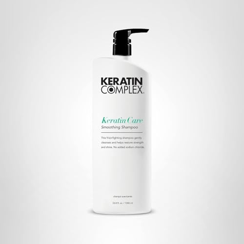 Shampoo on shelf displays salon-grade keratin-care benefits for all hair types