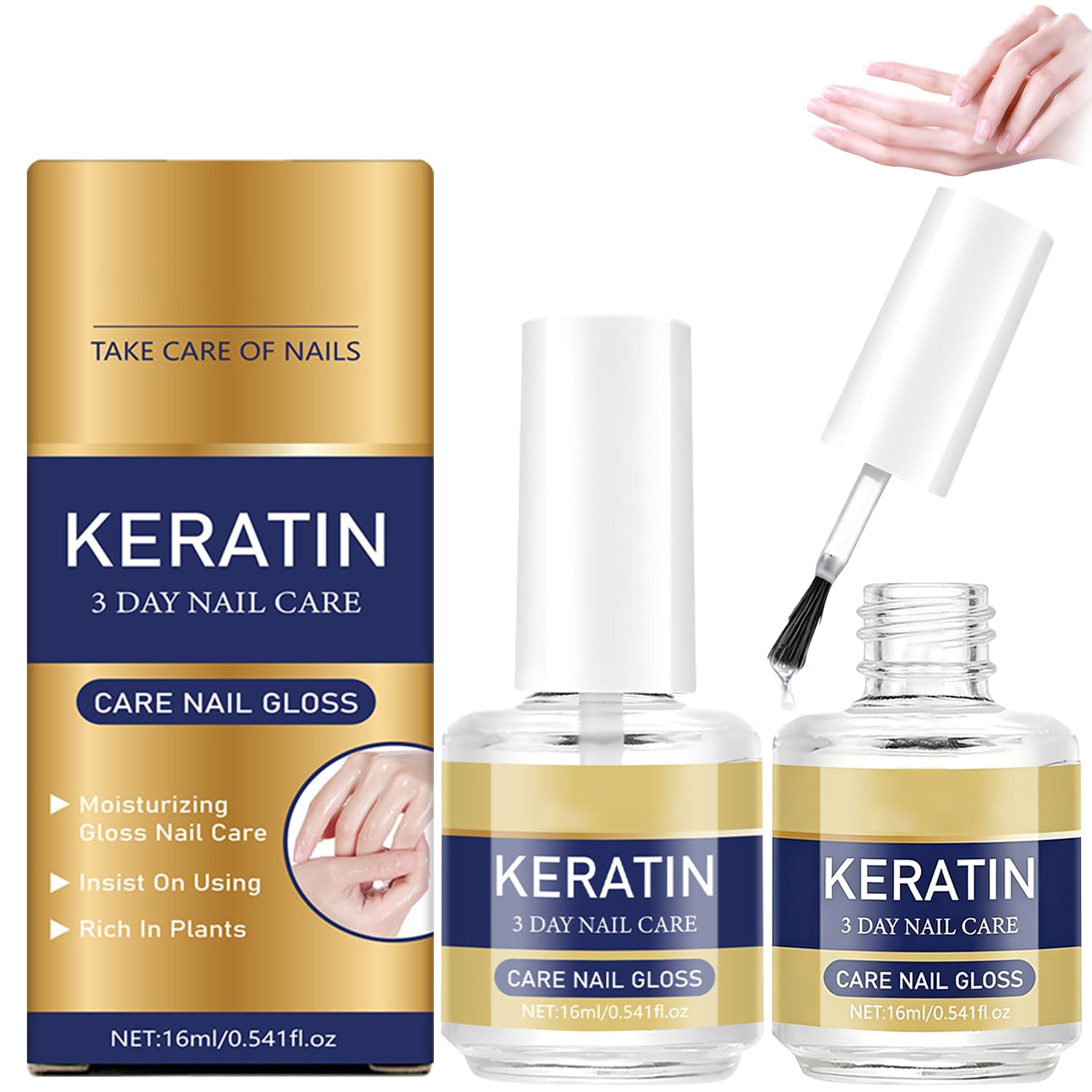 Aceite de cuidado de uñas con queratina en frasco de 16 ml para uñas más fuertes y brillantes.