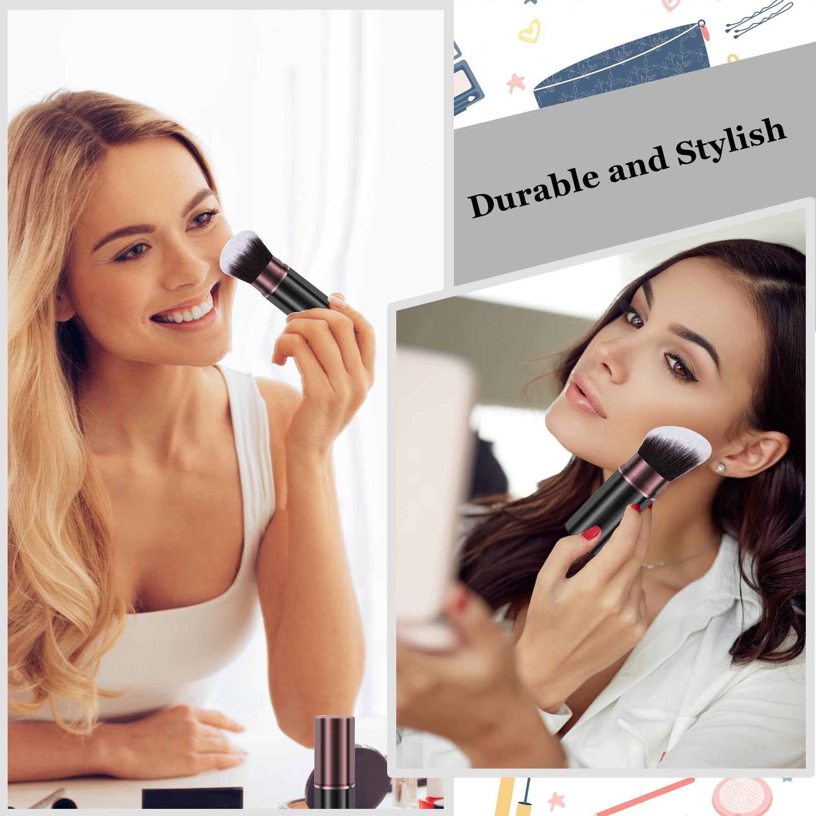 Keriloo flawless-application kabuki helps natural-looking coverage with each sweep.