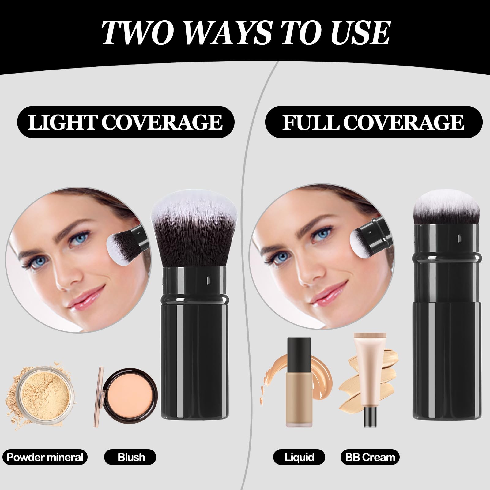 Travel-friendly Keriloo kabuki set suitable for blush and bronzer.
