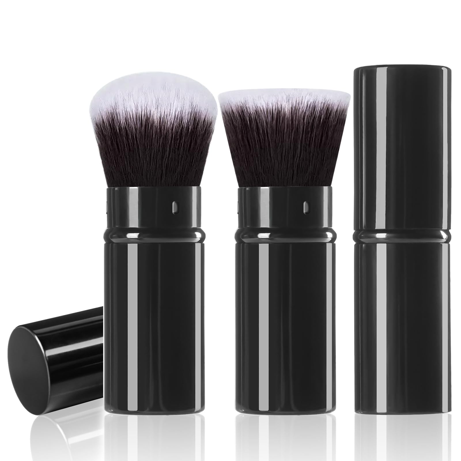 Keriloo retractable airbrush kabuki brush in compact travel design for on-the-go blending.