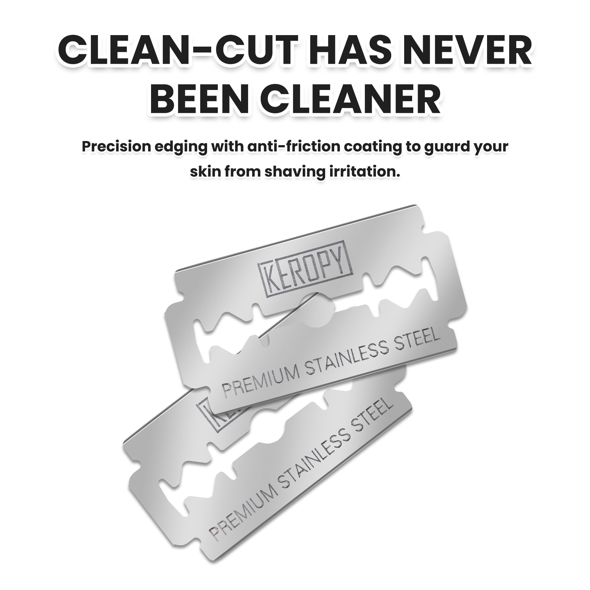 Keropy 100 safety blades in use, delivering smooth everyday shaves.