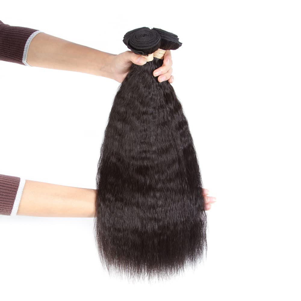 Kerriana kinky straight bundles close-up texture looks natural and soft.