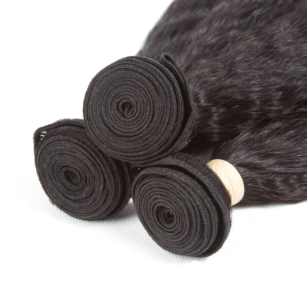 Kerriana kinky straight bundles designed with durable double weft.