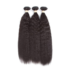 Kerriana kinky straight bundles natural shine and soft texture.