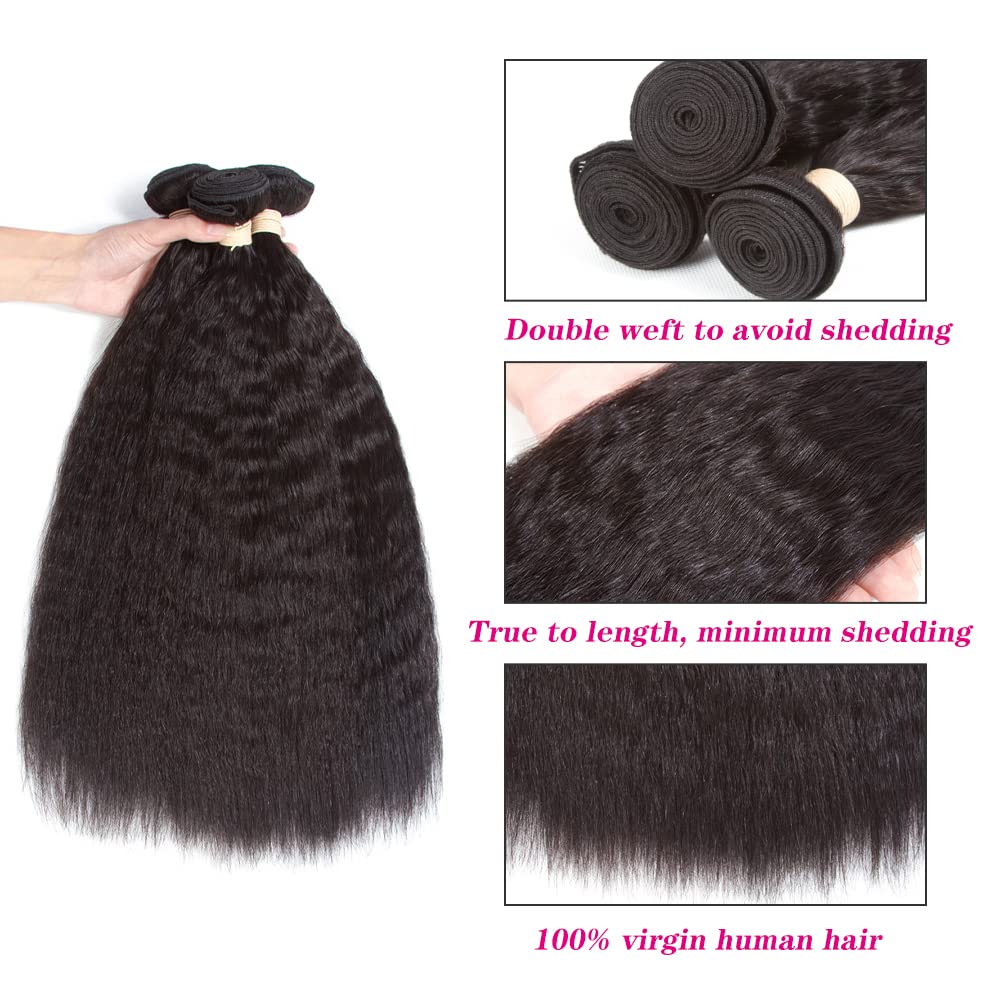 Kerriana kinky straight bundles close-up shows double weft durability.