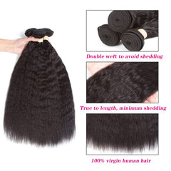 Kerriana kinky straight bundles close-up shows double weft durability.