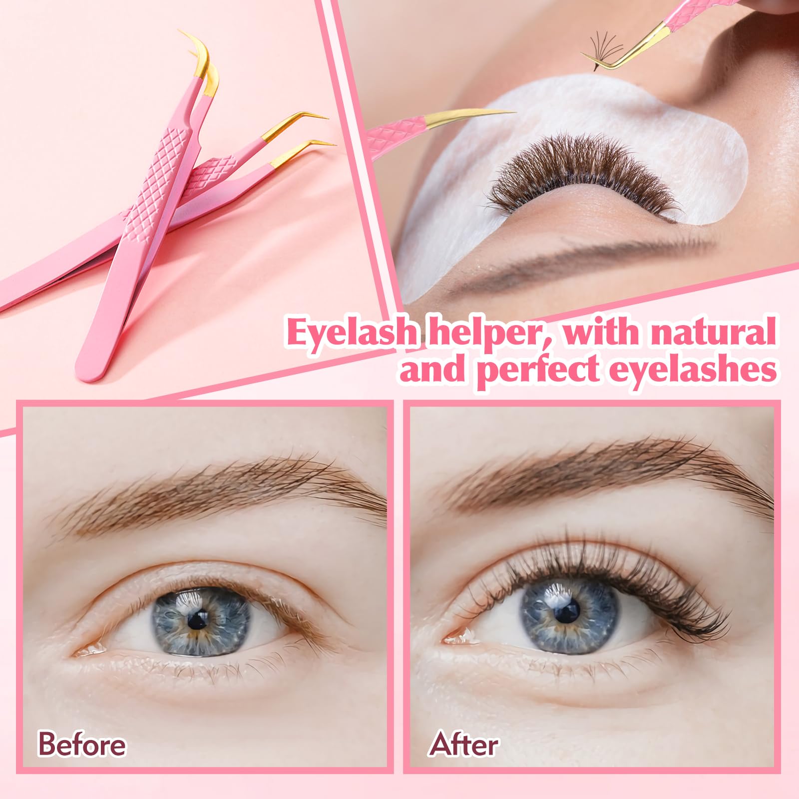 Kerros non-slip grip lash tweezers for steady delicate work