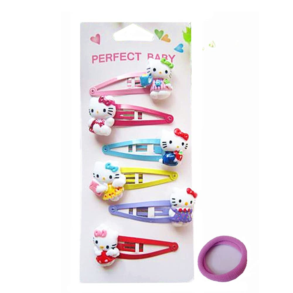 Kerr's Choice kitty clips 6-piece set on a child's hair for a cute everyday look.