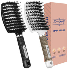 Kertiberif boar bristle brush curve design promotes smooth detangling