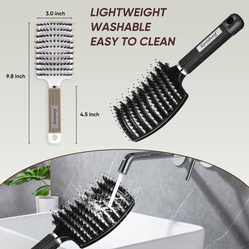 Kertiberif boar bristle brush with storage hole keeps bathroom tidy