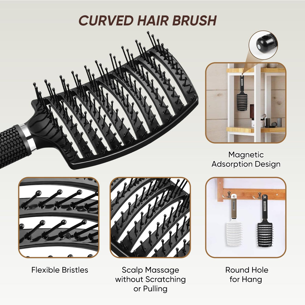 Kertiberif curved vented detangling brush detangling dry hair quickly