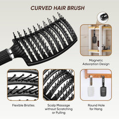 Kertiberif curved vented detangling brush detangling dry hair quickly