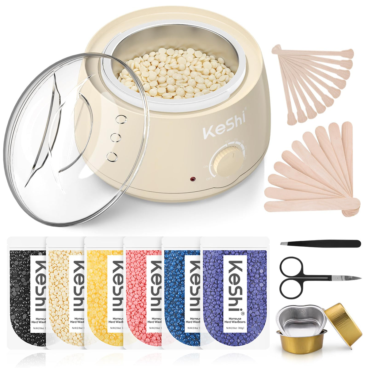 KeShi waxing kit wax warmer 500ml in use for at-home waxing.