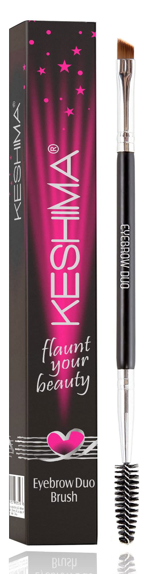 KESHIMA Eyebrow Brush Duo close-up of angled brush for precise strokes.