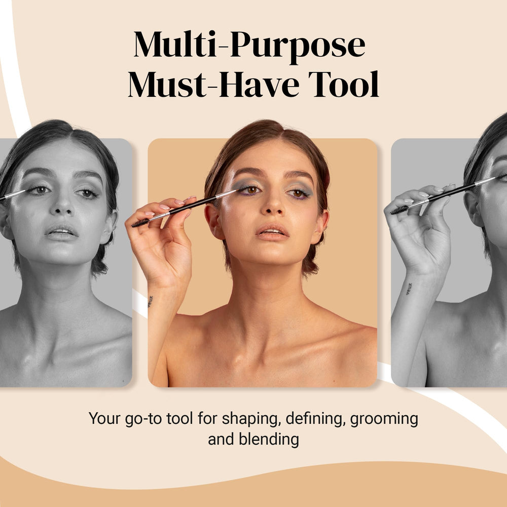 KESHIMA Eyebrow Brush Duo in-use applying powder for natural-looking brows.