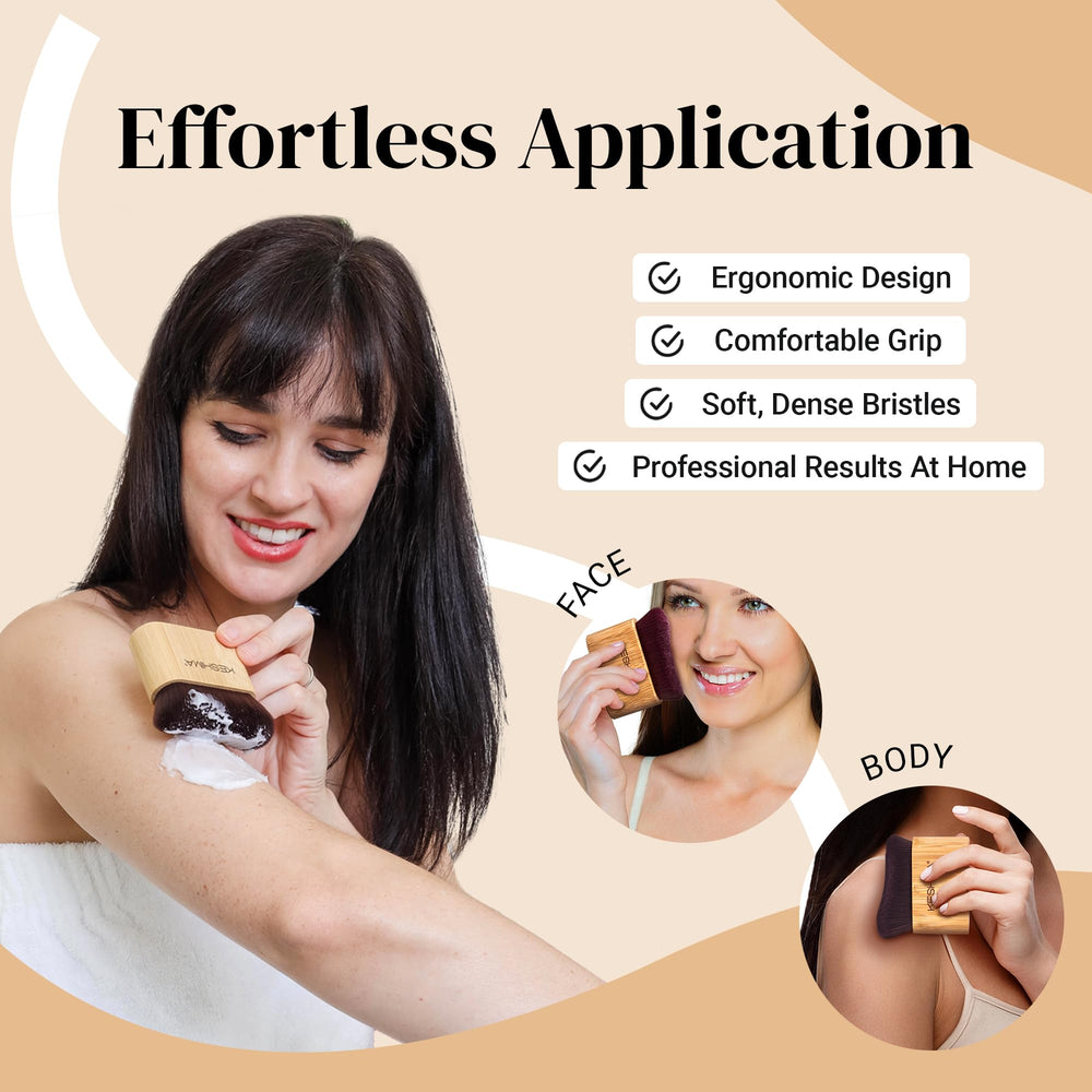 KESHIMA face and body brush promoting even coverage during self-tanning