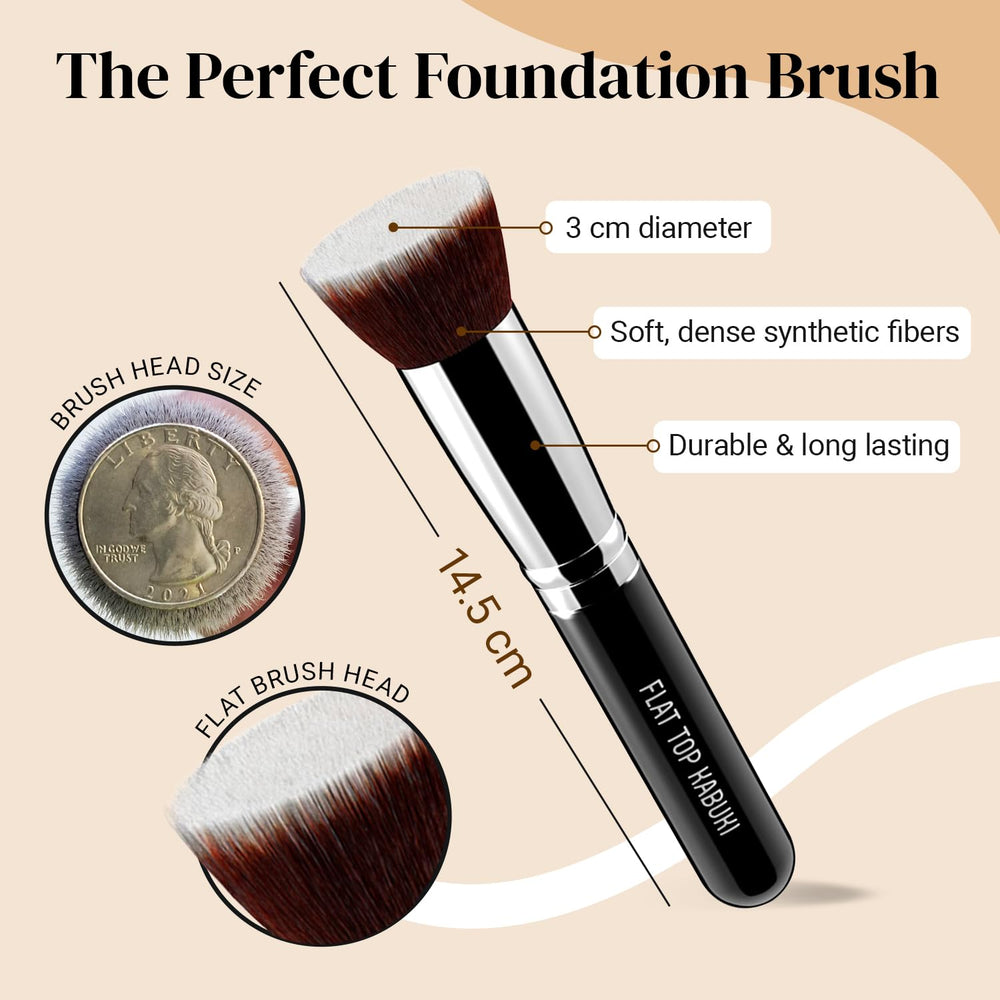 KESHIMA flat-top Kabuki brush full size for buffing and blending makeup.