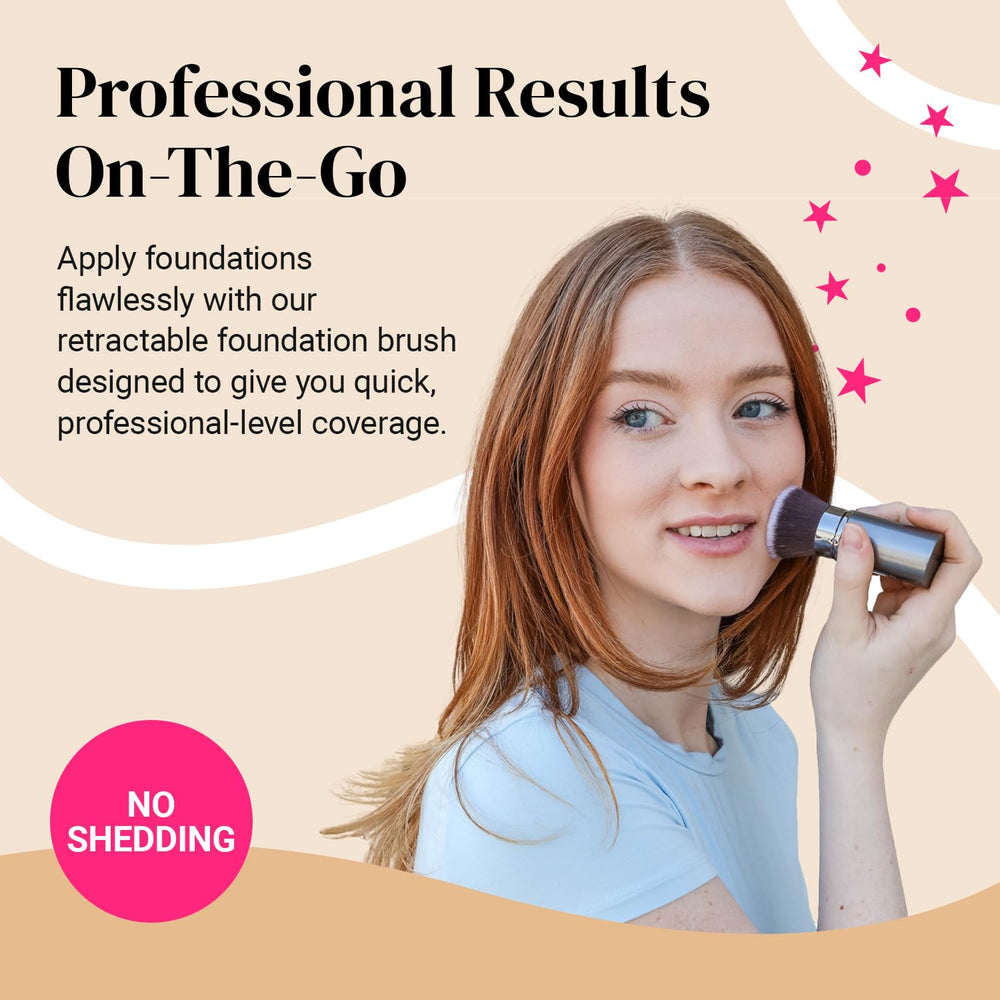 KESHIMA retractable kabuki brush applying powder for a seamless finish