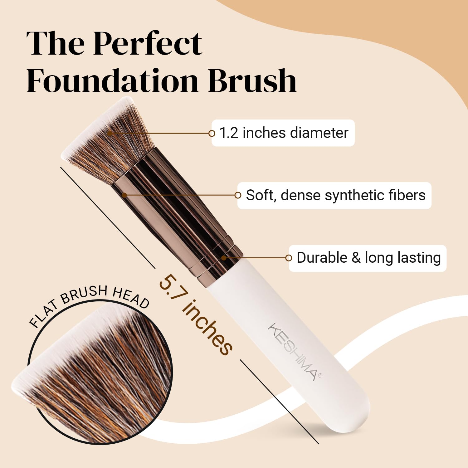 KESHIMA flat-top kabuki close-up shows soft synthetic bristles.