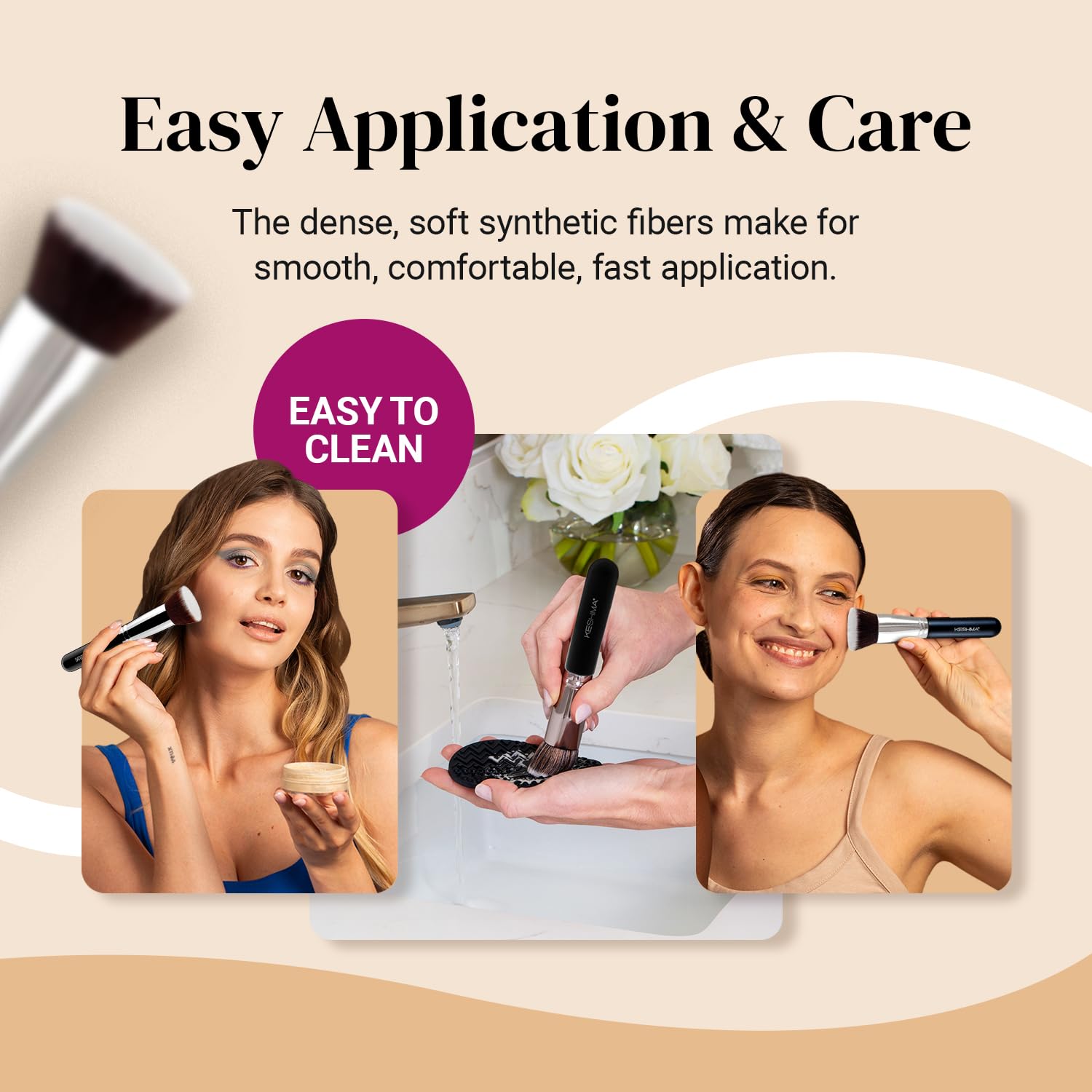 KESHIMA Kabuki brush blending cream foundation for seamless finish