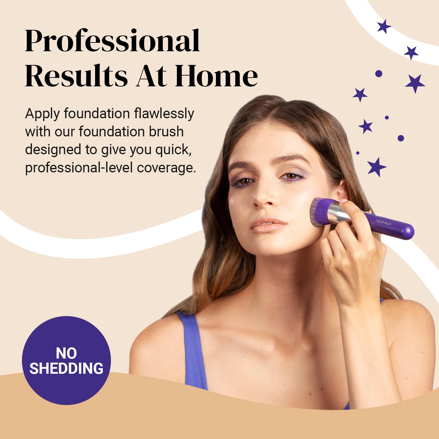 Keshima Neon Purple bristles closeup shows premium synthetic texture for smooth blending.