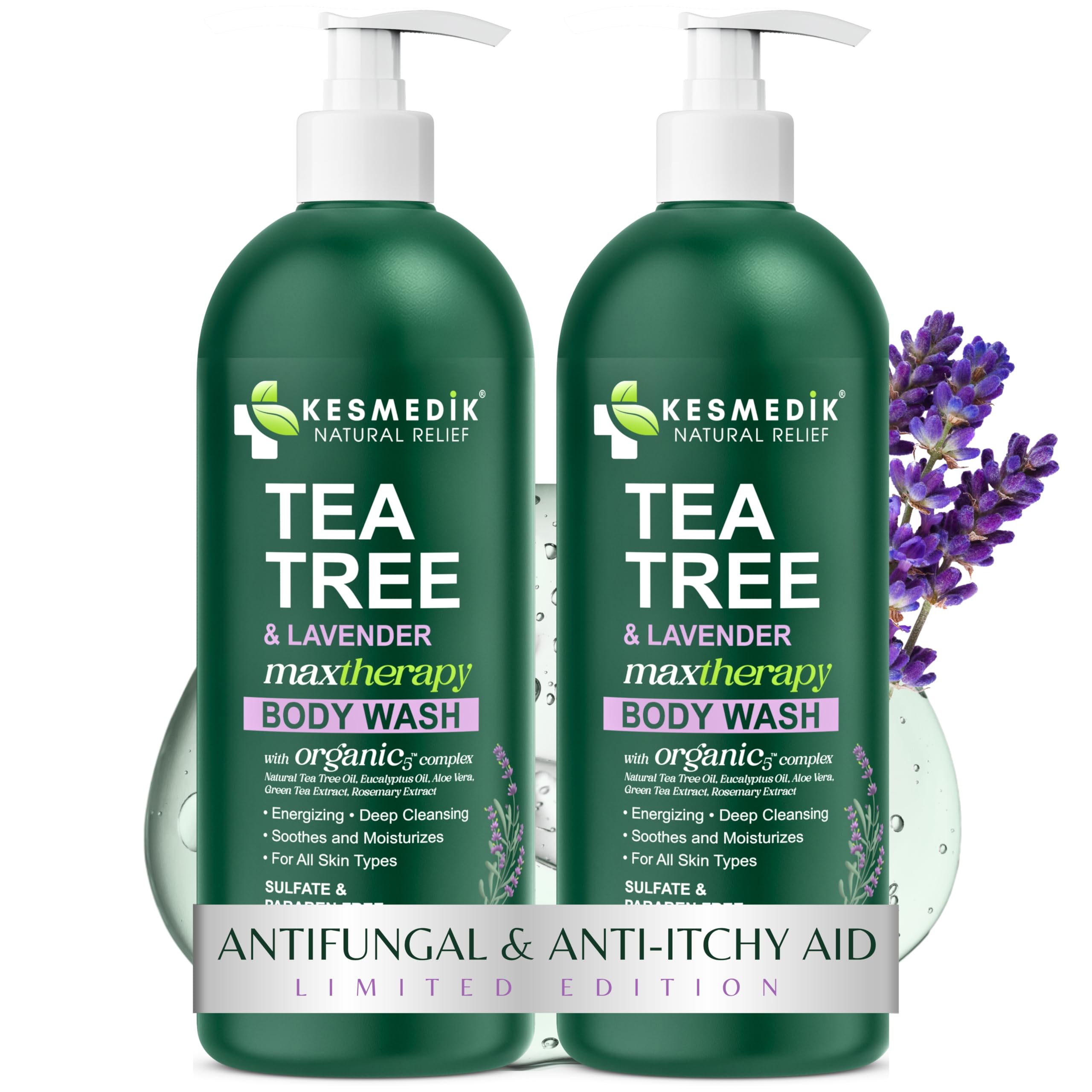 KESMEDIK árbol de té lavanda – botella elegante para limpieza diaria de la piel