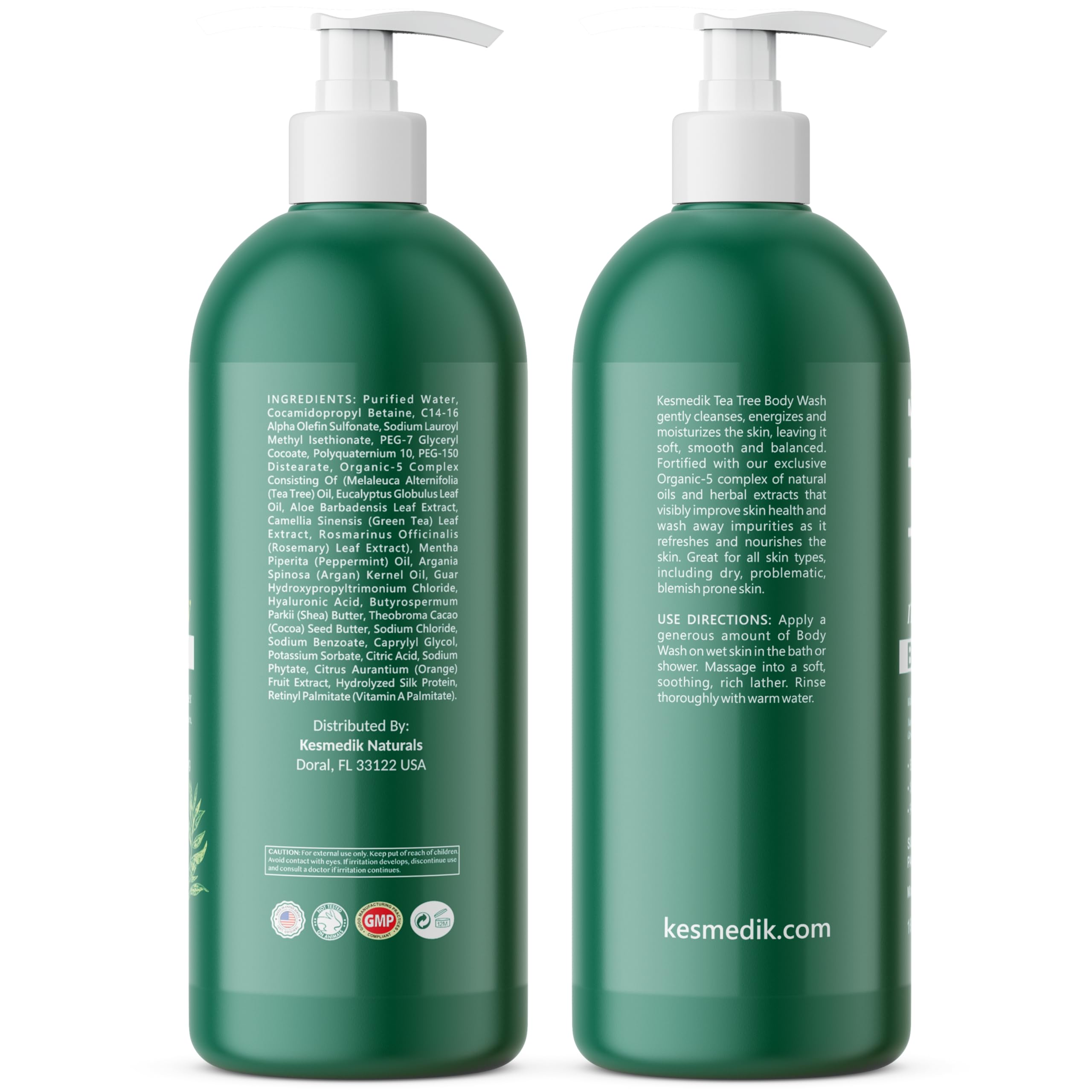 KESMEDIK Jabón corporal árbol de té, aplicación en ducha para purificar la piel