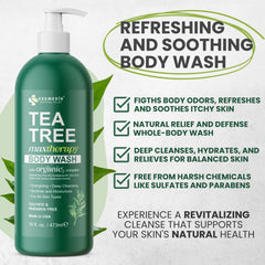 KESMEDIK Jabón corporal con árbol de té, espuma abundante para ducha refrescante