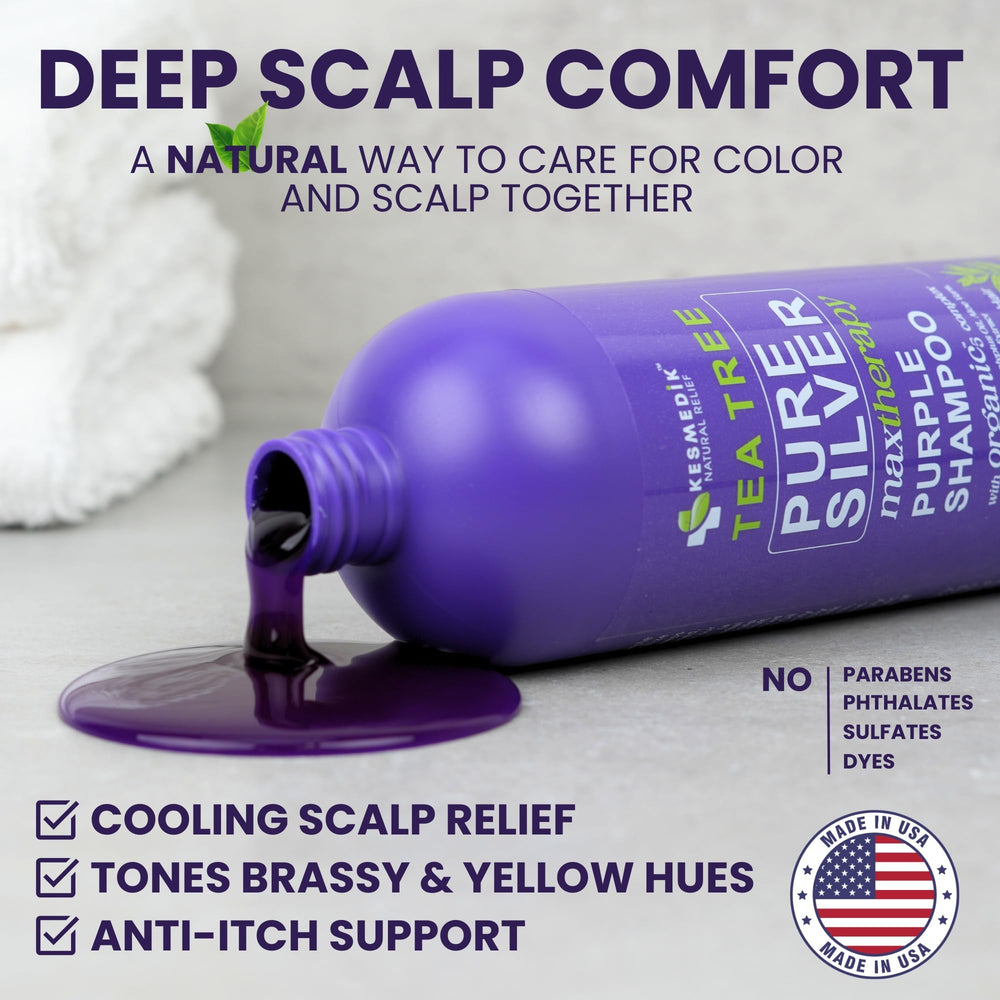 KESMEDIK Shampoo Púrpura de Árbol de Té: espuma cremosa para limpieza suave.