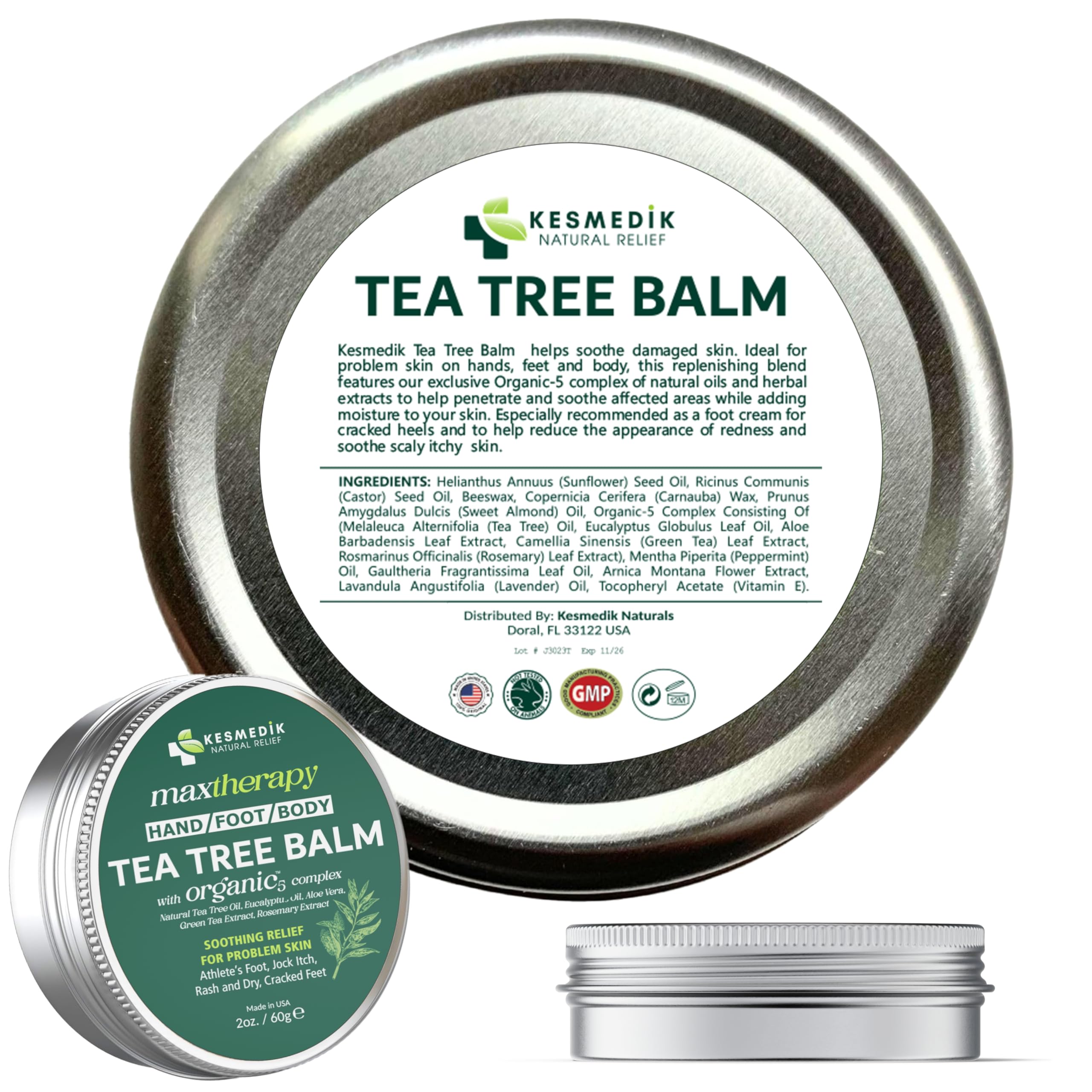 KESMEDIK Tea Tree Oil Balm in a bathroom signals daily skincare use.