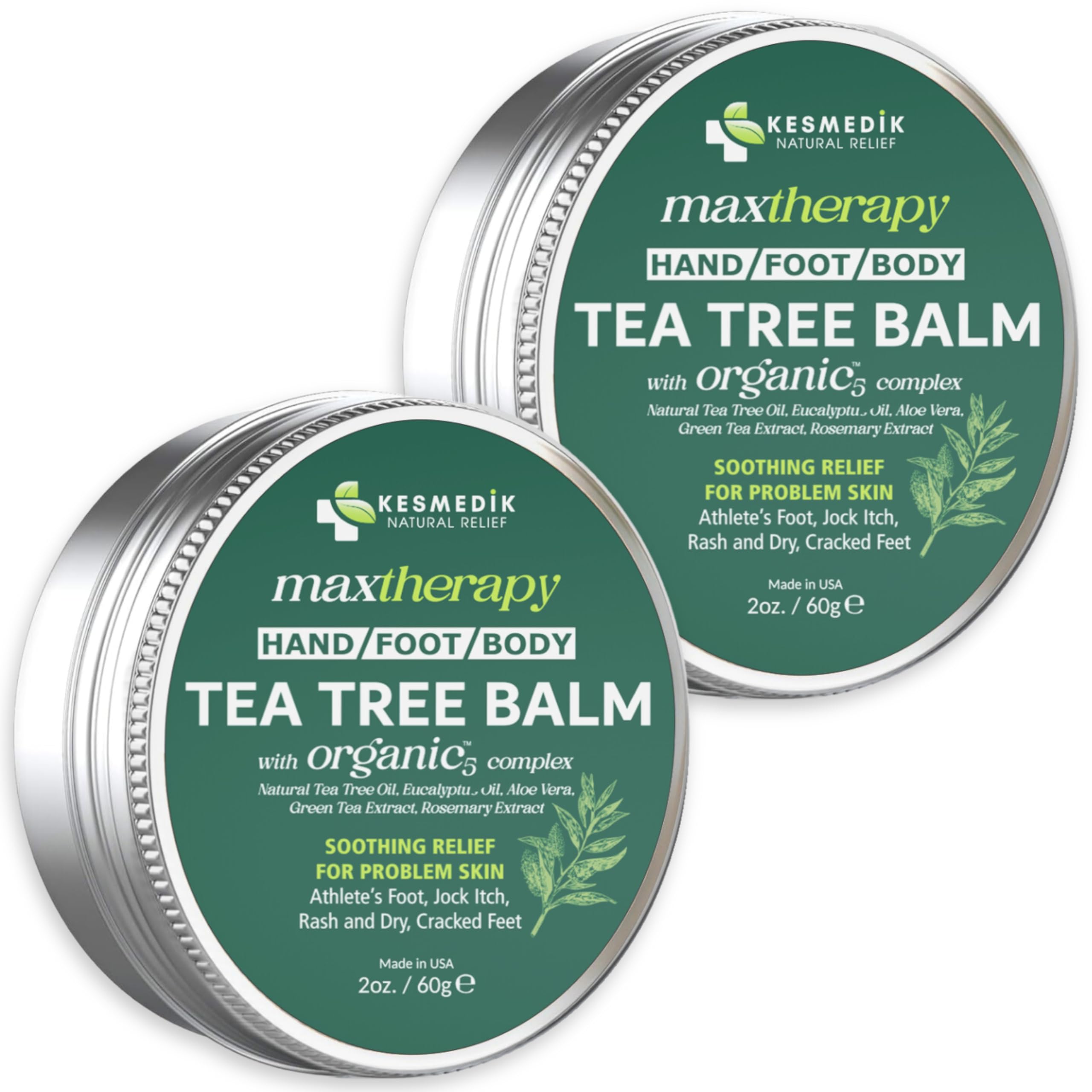 KESMEDIK Tea Tree Oil Balm texture close-up demonstrates non-greasy formula.