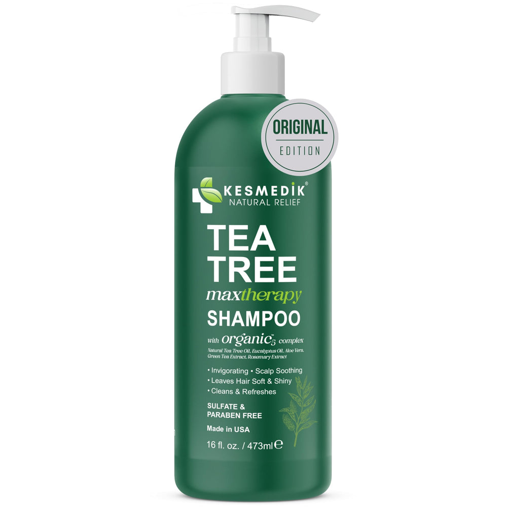 KESMEDIK shampoo de árbol de té MaxTherapy, raíces oleosas equilibradas y purificadas.