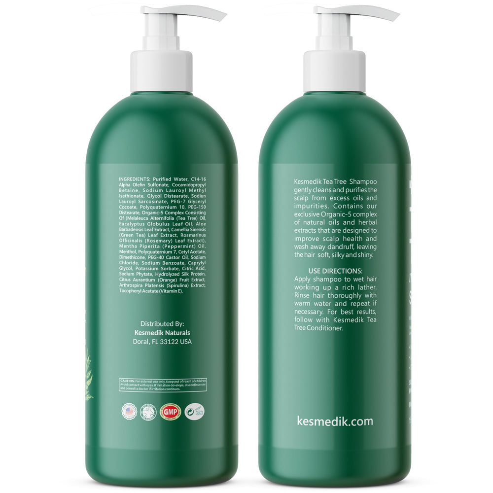 KESMEDIK shampoo de árbol de té MaxTherapy, sensación refrescante para el cuero cabelludo.