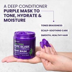 KESMEDIK Tea Tree Purple Hair Mask color neutralization for brassy yellow tones on bleached hair.