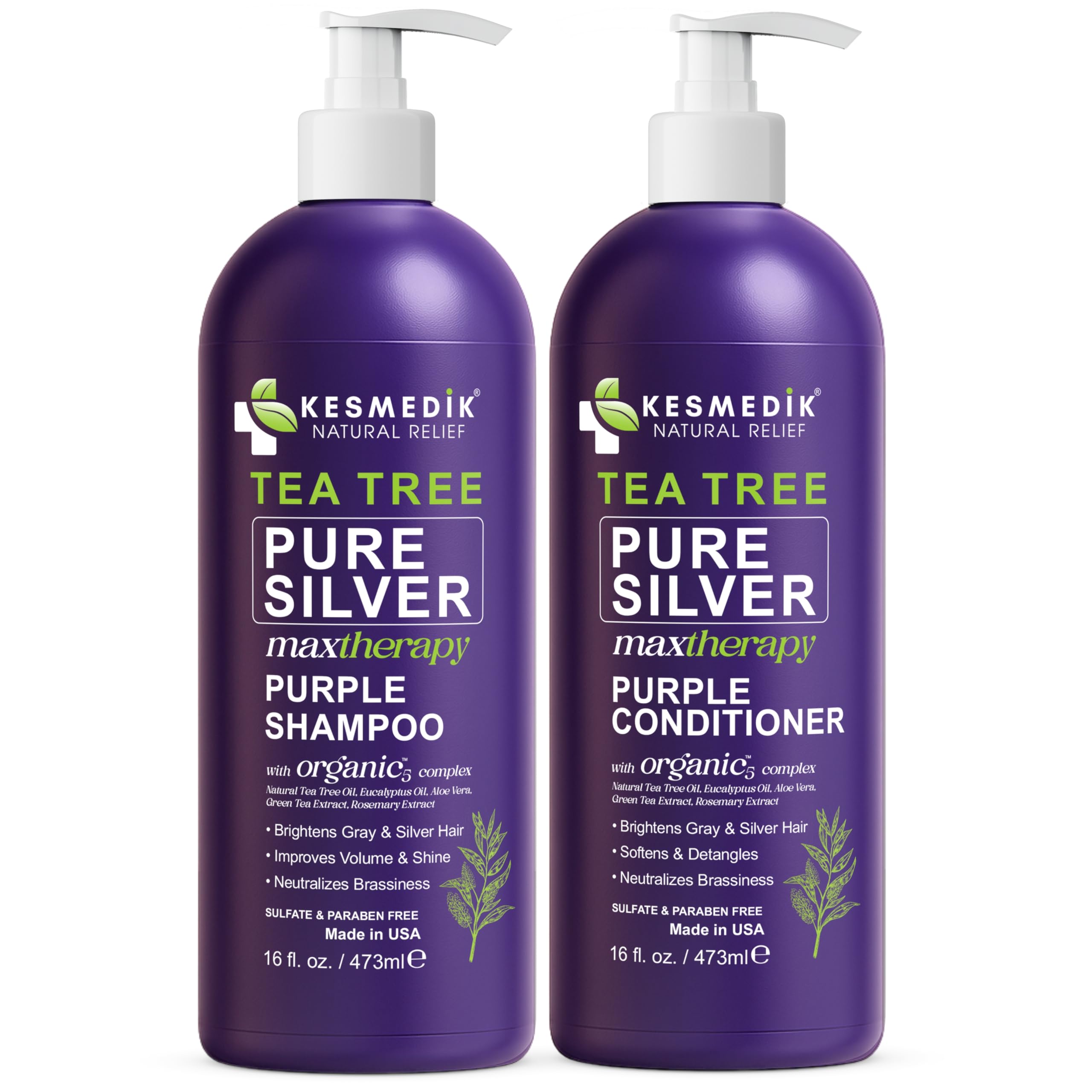 KESMEDIK Tea Tree Purple Shampoo after-use shine on bleached hair.