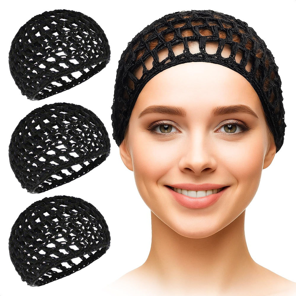 KETAR 4-pcs hair nets for sleep in black protect hairstyles overnight.