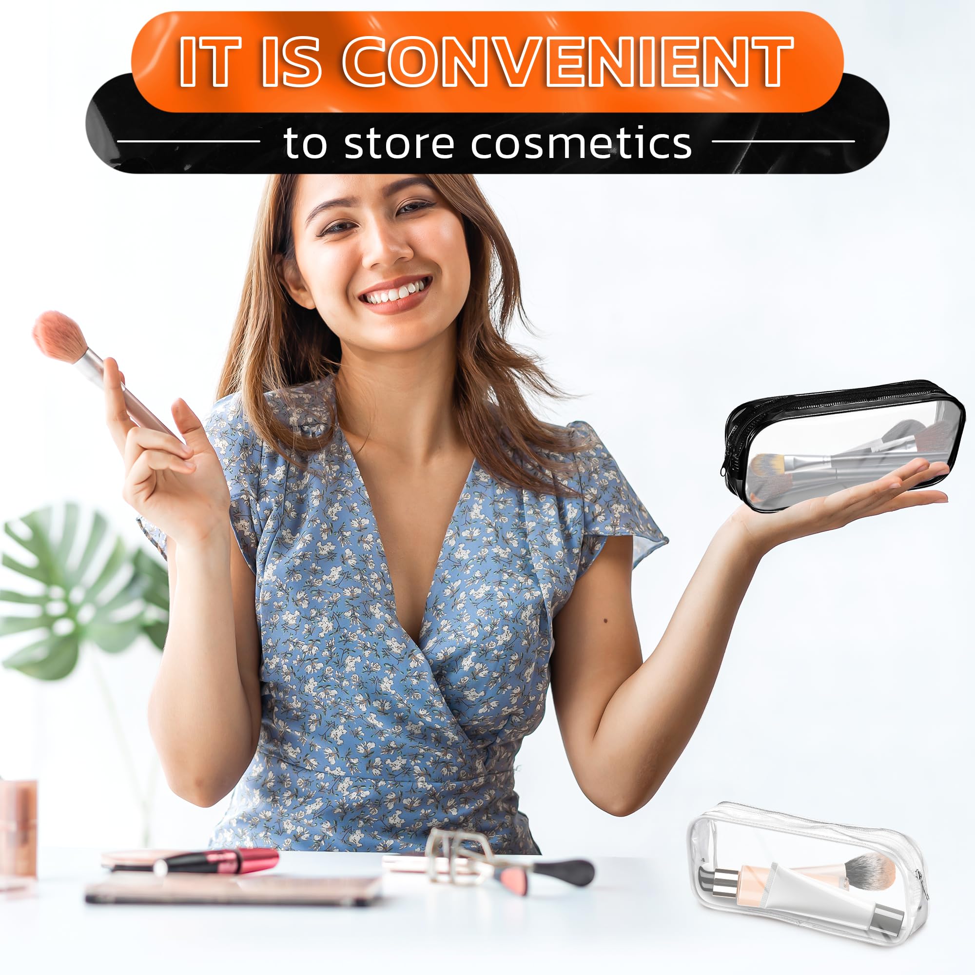 Ketar transparent cosmetic bag with zipper for easy item locating.