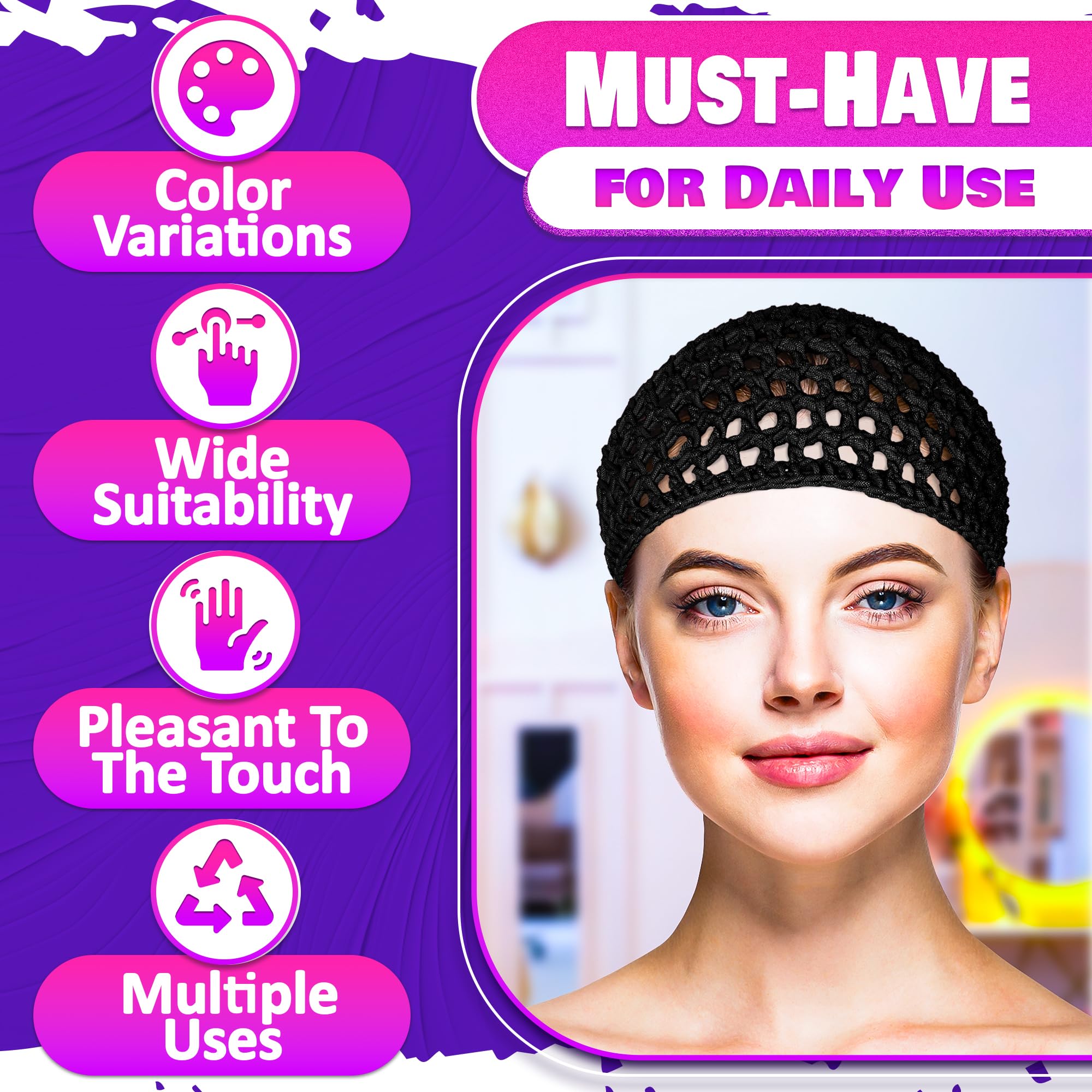 KETAR washable mesh hair net in black for daily use.
