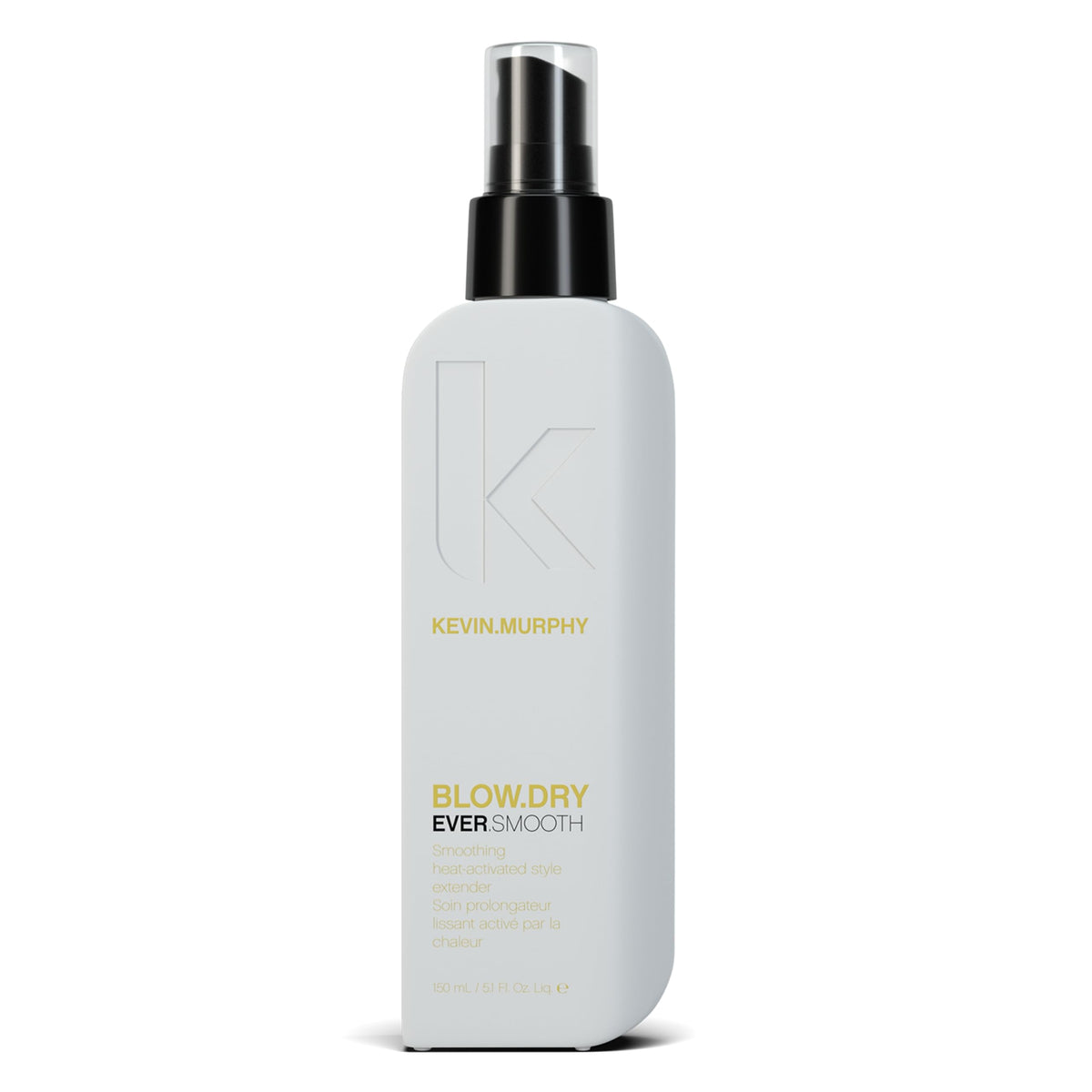 KEVIN.MURPHY BLOW.DRY EVER.SMOOTH bottle close-up for smooth, frizz-control styling.