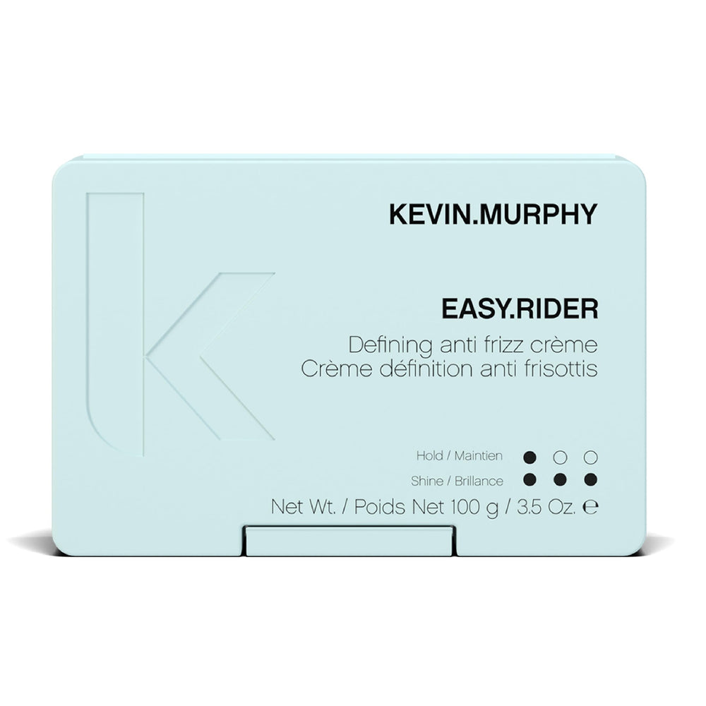 KEVIN.MURPHY EASY.RIDER bottle closeup demonstrates frizz control and a smooth finish.