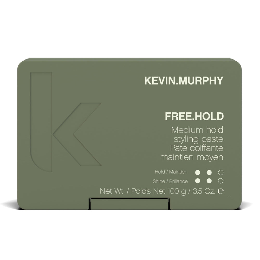 KEVIN.MURPHY FREE.HOLD bottle close-up shows premium packaging and flexible hold