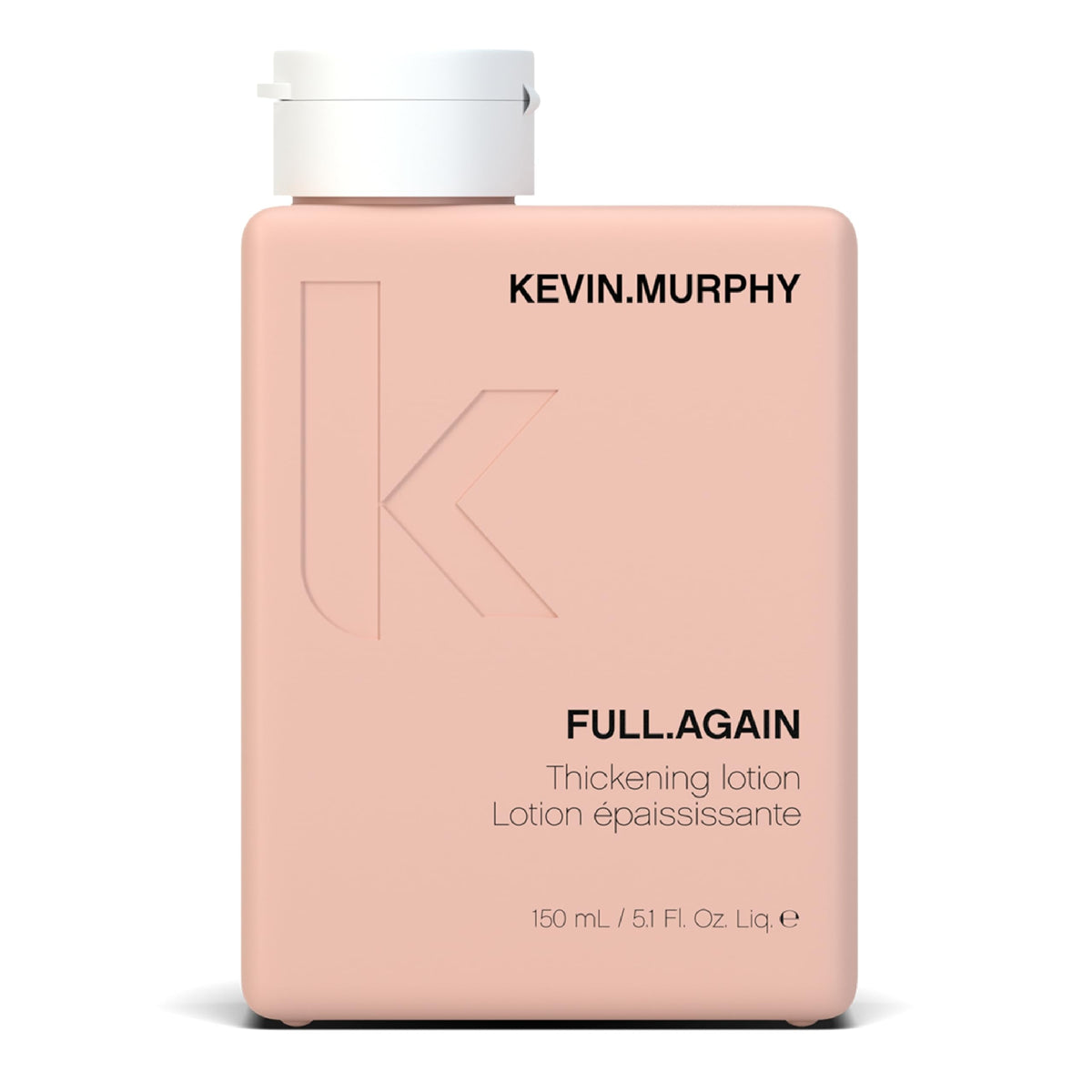 KEVIN.MURPHY FULL.AGAIN bottle close-up showing the thickening formula for fine hair