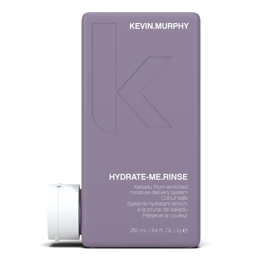 KEVIN.MURPHY Hydrate-Me.Rinse bottle close-up highlighting moisture-rich conditioning for dry hair.