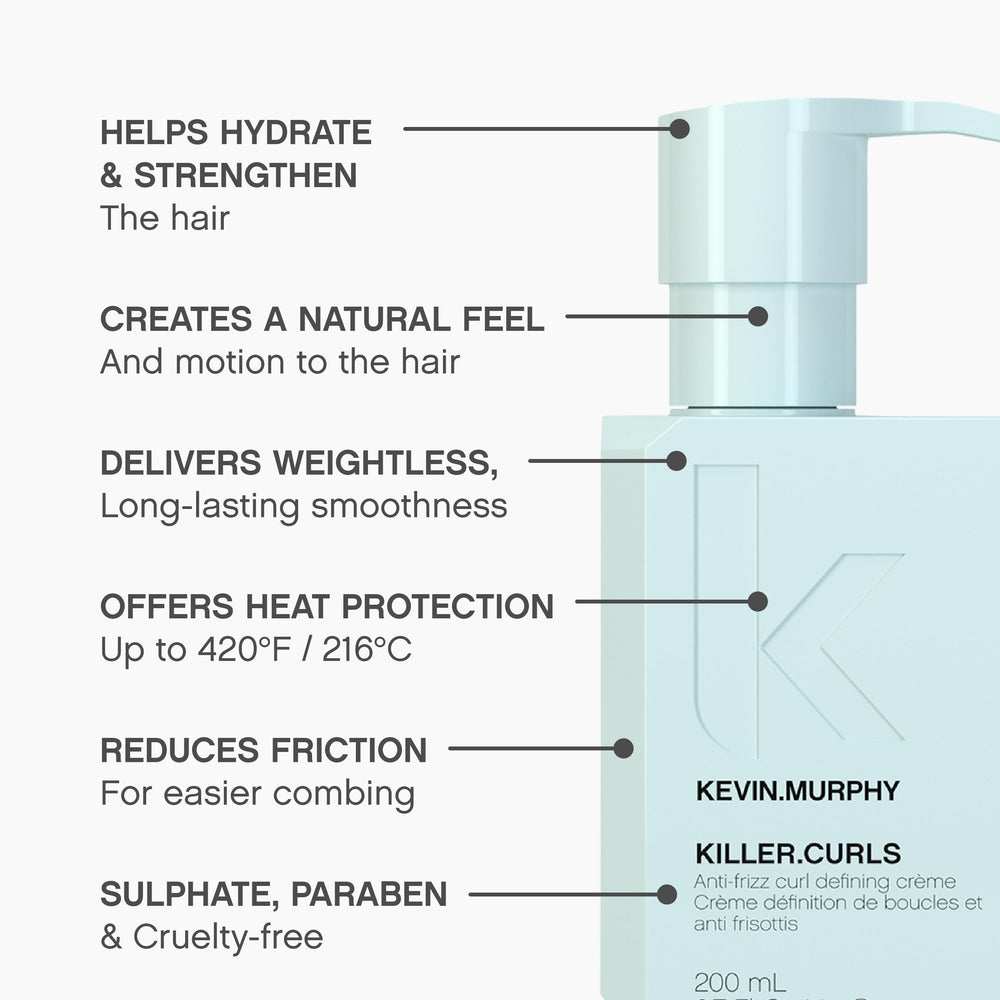 KEVIN.MURPHY KILLER.CURLS hair application swatch showing curl activation