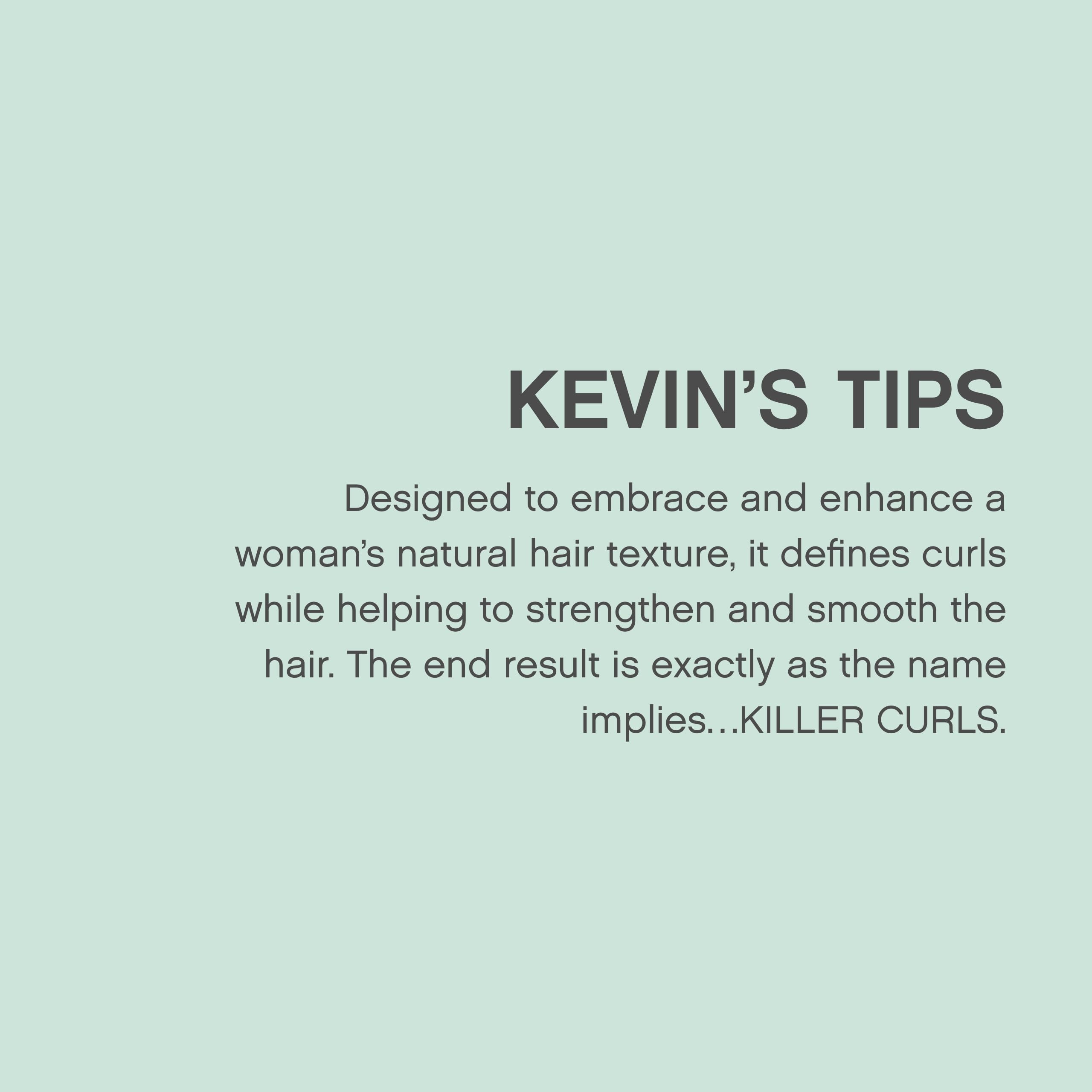 KEVIN.MURPHY KILLER.CURLS heat protection feature highlighted for tools