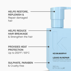 KEVIN.MURPHY Leave-In.Repair delivers a glossy finish and improved manageability after use.